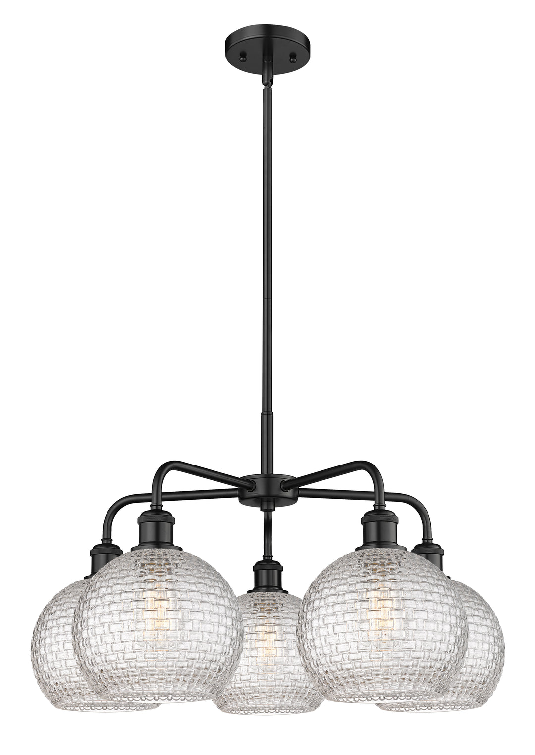 Innovations Lighting Athens 8" Chandelier Chandeliers Innovations Lighting Matte Black Clear Basket Weave ; Glass Type: Clear Basket Weave 