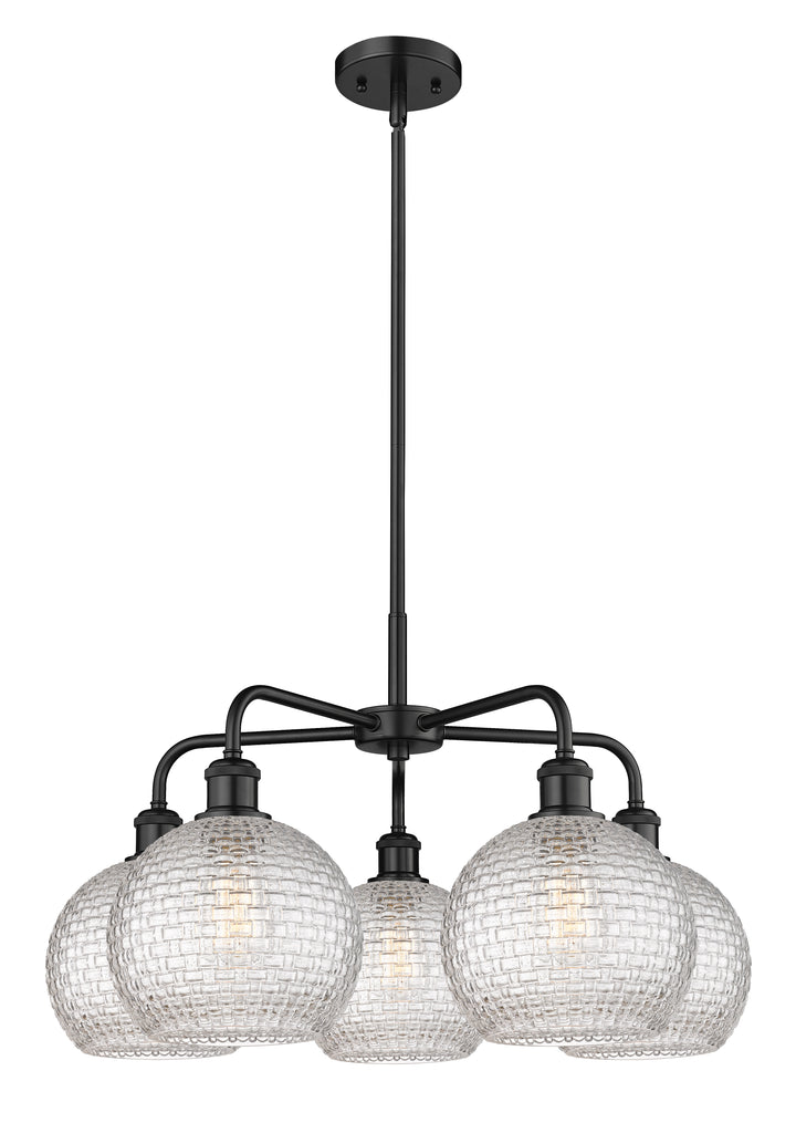 Innovations Lighting Athens 8" Chandelier Chandeliers Innovations Lighting Matte Black Clear Basket Weave ; Glass Type: Clear Basket Weave 