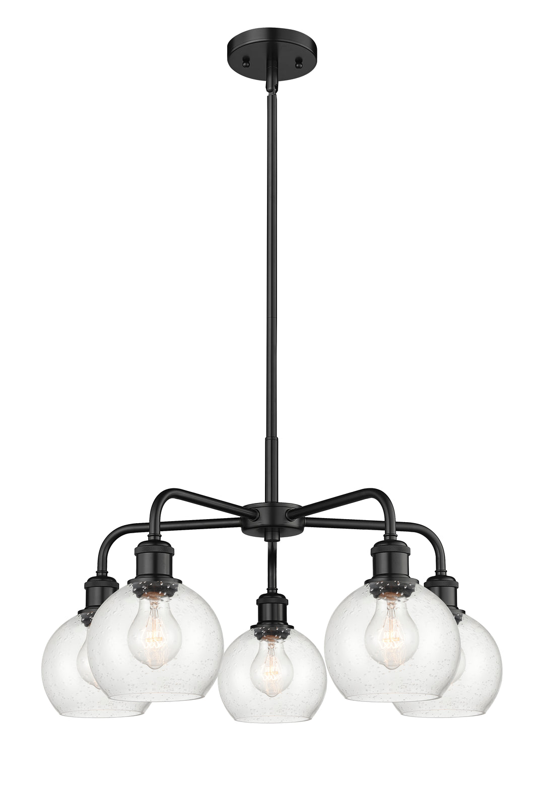 Innovations Lighting Athens 6" Chandelier Chandeliers Innovations Lighting Matte Black Seedy ; Glass Type: Seeded 