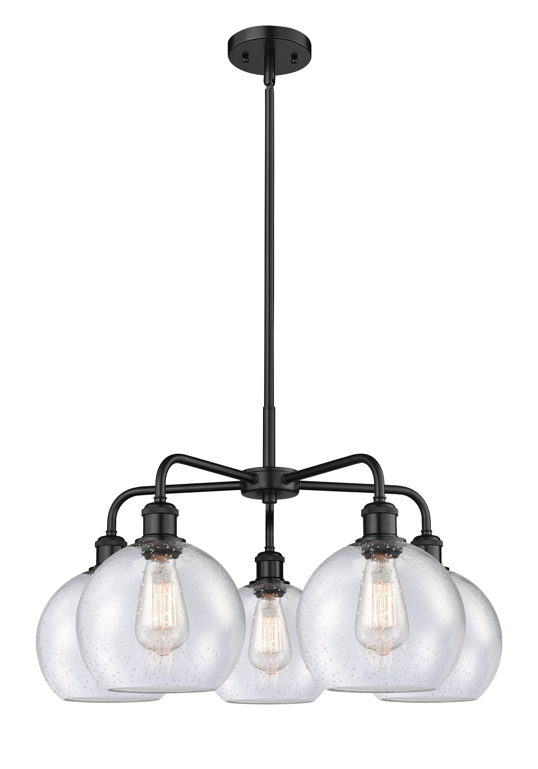 Innovations Lighting Athens 8" Chandelier Chandeliers Innovations Lighting Matte Black Seedy ; Glass Type: Seeded 