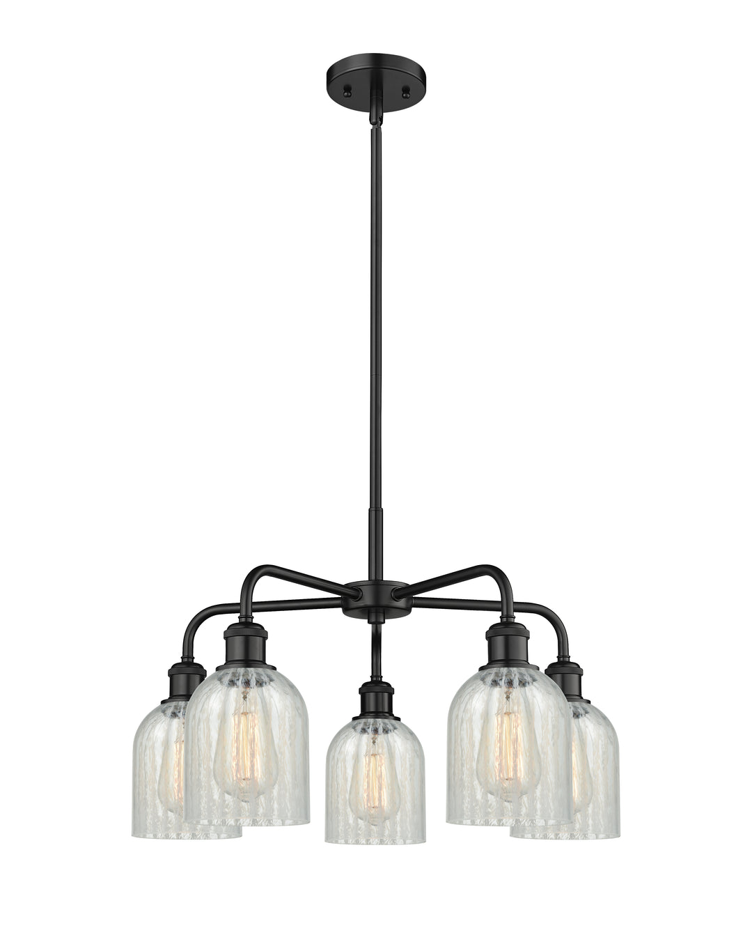 Innovations Lighting Caledonia 5" Chandelier Chandeliers Innovations Lighting Matte Black Mouchette ; Glass Type: Colorful 