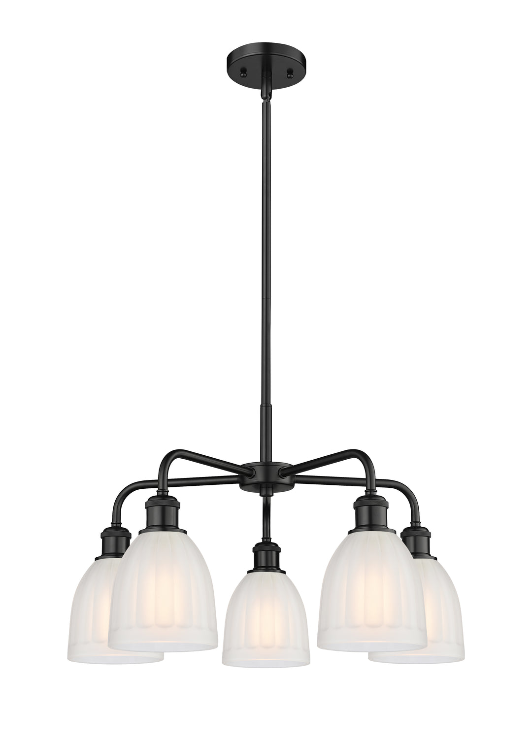 Innovations Lighting Brookfield 6" Chandelier Chandeliers Innovations Lighting Matte Black White ; Glass Type: Frosted; Ribbed 