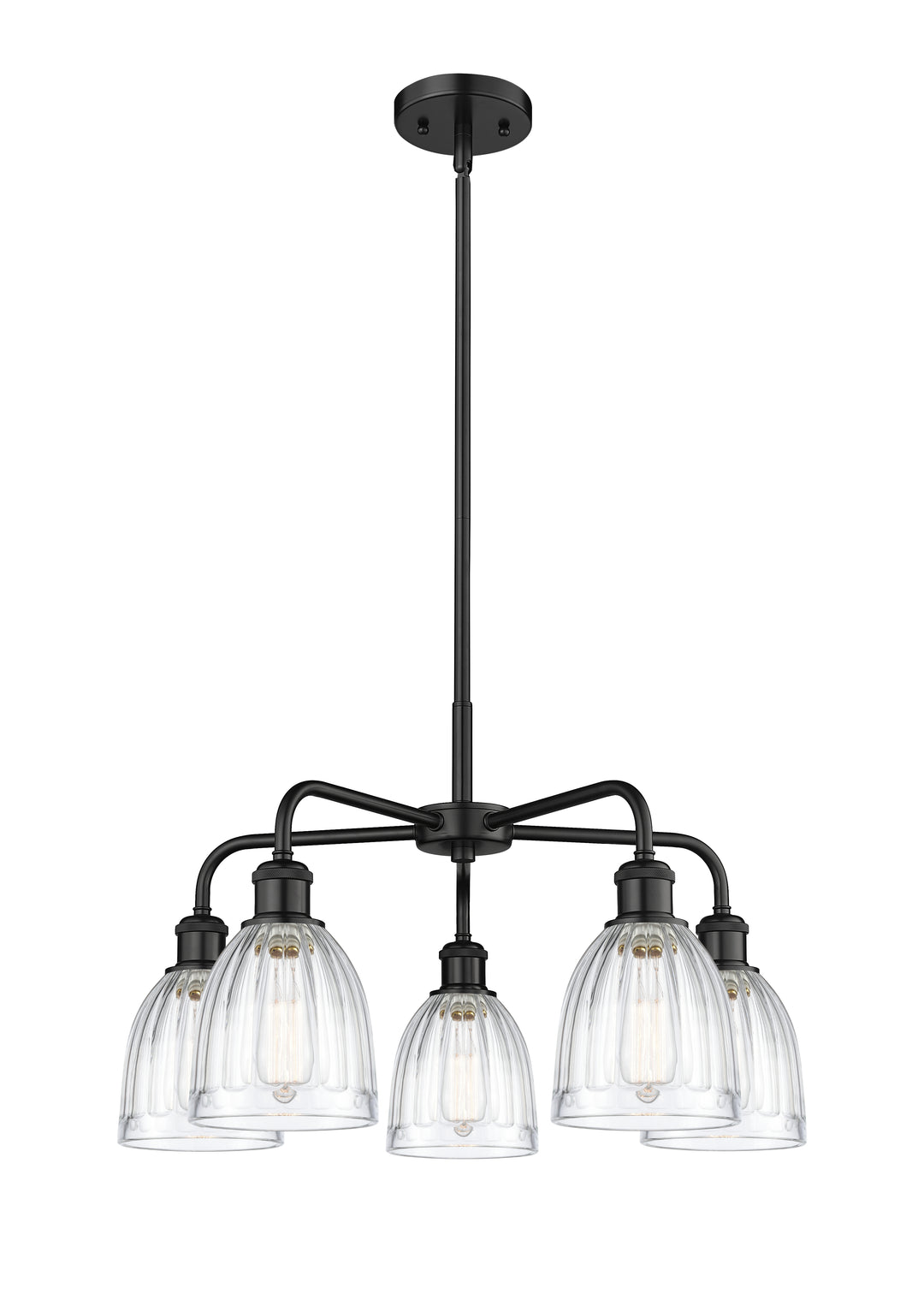 Innovations Lighting Brookfield 6" Chandelier Chandeliers Innovations Lighting Matte Black Clear ; Glass Type: Transparent; Ribbed 