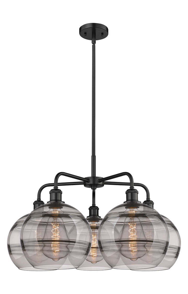 Innovations Lighting Rochester 10" Chandelier - Matte Black Chandeliers Innovations Lighting Light Smoke ; Glass Type: Smoked  