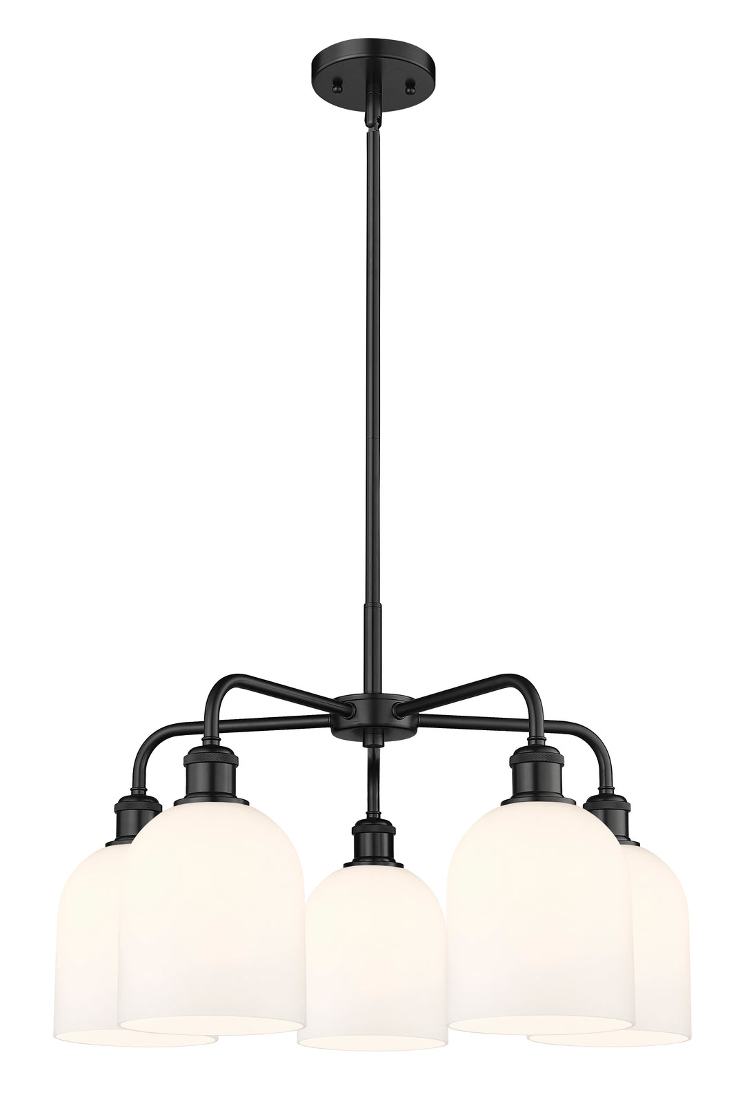 Innovations Lighting Bella 6" Chandelier Chandeliers Innovations Lighting Matte Black White ; Glass Type: White 