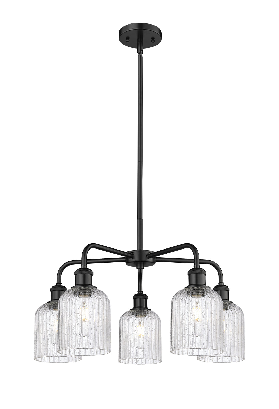 Innovations Lighting Bridal Veil 5" Chandelier Chandeliers Innovations Lighting Matte Black Seedy ; Glass Type: Seedy; Ribbed 