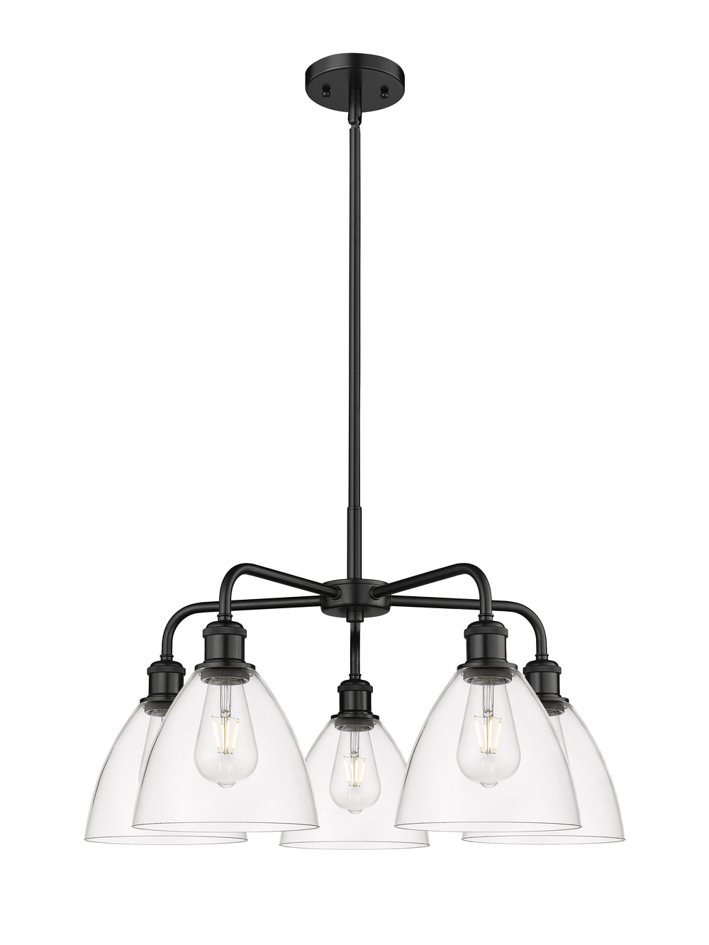 Innovations Lighting Bristol 7.5" Chandelier - Matte Black Chandeliers Innovations Lighting Clear ; Glass Type: Clear  