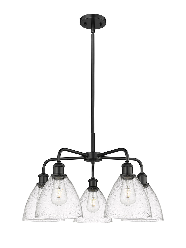 Innovations Lighting Bristol 7.5" Chandelier - Matte Black Chandeliers Innovations Lighting Seedy ; Glass Type: Seeded  