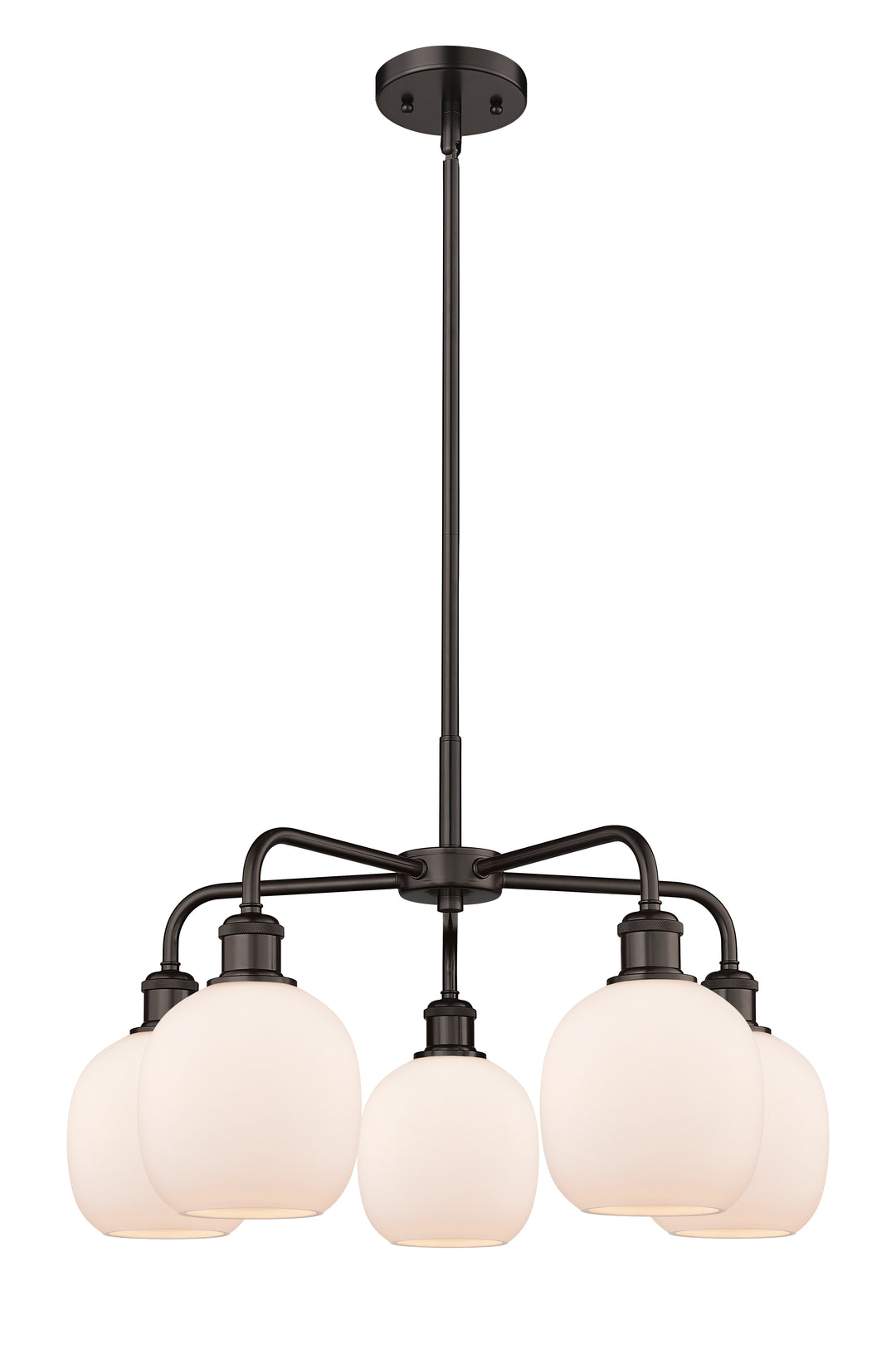 Innovations Lighting Belfast 6" Chandelier Chandeliers Innovations Lighting Oil Rubbed Bronze Matte White ; Glass Type: White 