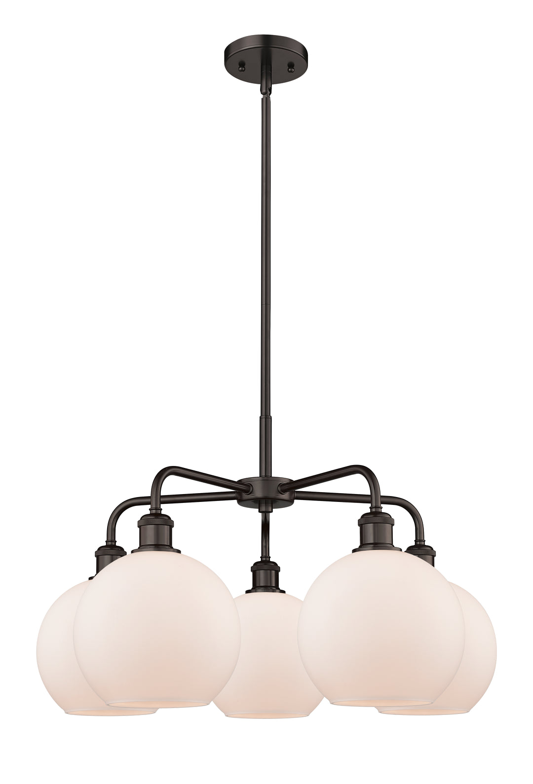 Innovations Lighting Athens 8" Chandelier Chandeliers Innovations Lighting Oil Rubbed Bronze Matte White ; Glass Type: White 