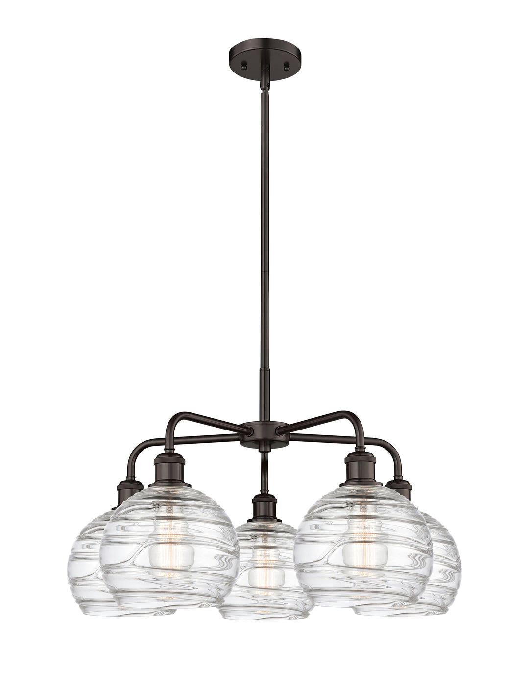 Innovations Lighting Athens Deco Swirl 8" Chandelier Chandeliers Innovations Lighting Oil Rubbed Bronze Clear Deco Swirl ; Glass Type: Cleat 