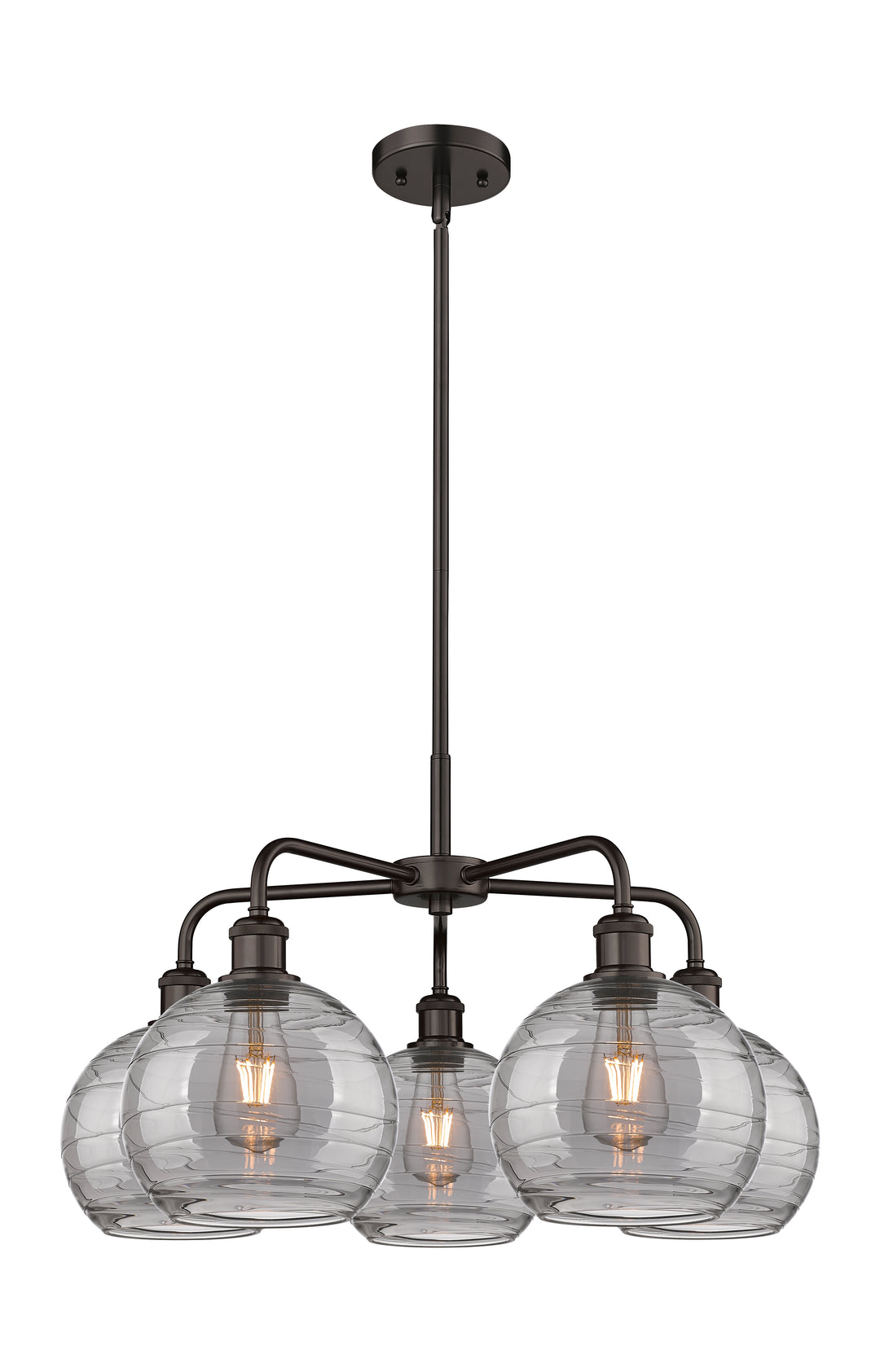 Innovations Lighting Athens Deco Swirl 8" Chandelier Chandeliers Innovations Lighting Oil Rubbed Bronze Light Smoke Deco Swirl ; Glass Type: Smoked 