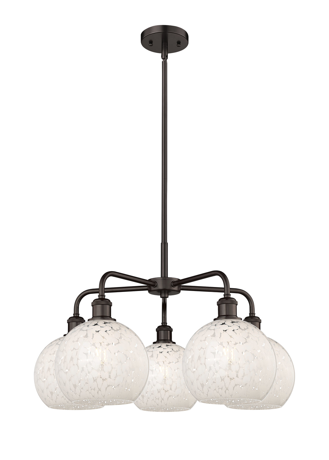 Innovations Lighting White Mouchette 8" Chandelier - Oil Rubbed Bronze Chandeliers Innovations Lighting White Mouchette ; Glass Type: White  