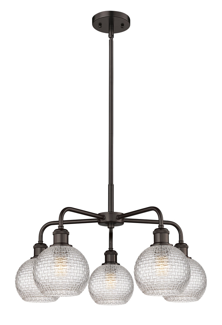 Innovations Lighting Athens 6" Chandelier Chandeliers Innovations Lighting Oil Rubbed Bronze Clear Basket Weave ; Glass Type: Clear Basket Weave 