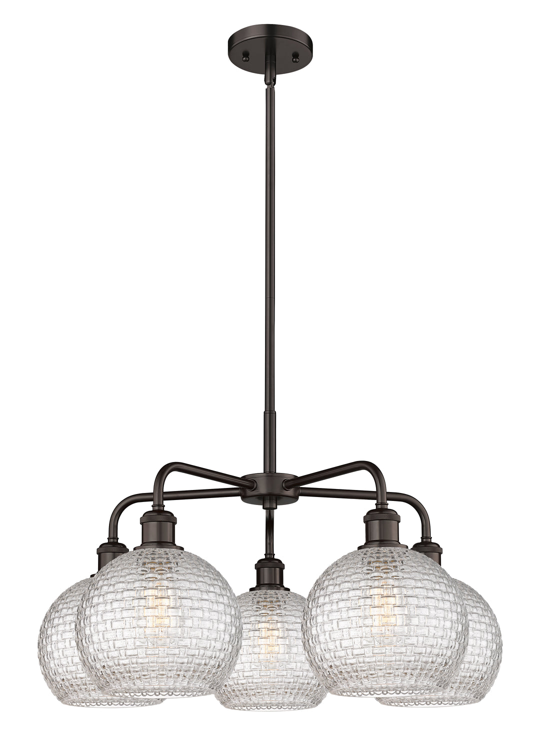 Innovations Lighting Athens 8" Chandelier Chandeliers Innovations Lighting Oil Rubbed Bronze Clear Basket Weave ; Glass Type: Clear Basket Weave 