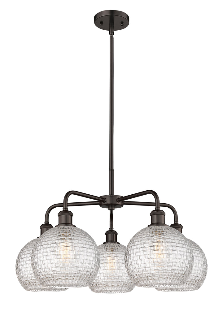 Innovations Lighting Athens 8" Chandelier Chandeliers Innovations Lighting Oil Rubbed Bronze Clear Basket Weave ; Glass Type: Clear Basket Weave 