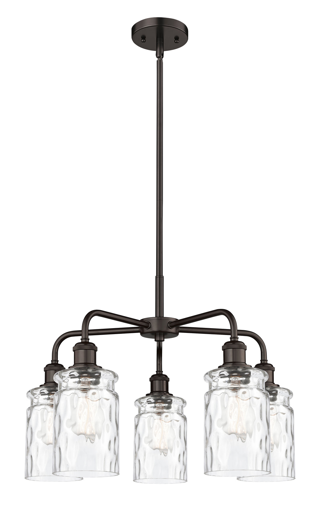 Innovations Lighting Candor 5" Chandelier Chandeliers Innovations Lighting Oil Rubbed Bronze Clear Waterglass ; Glass Type: Frosted; Ribbed 