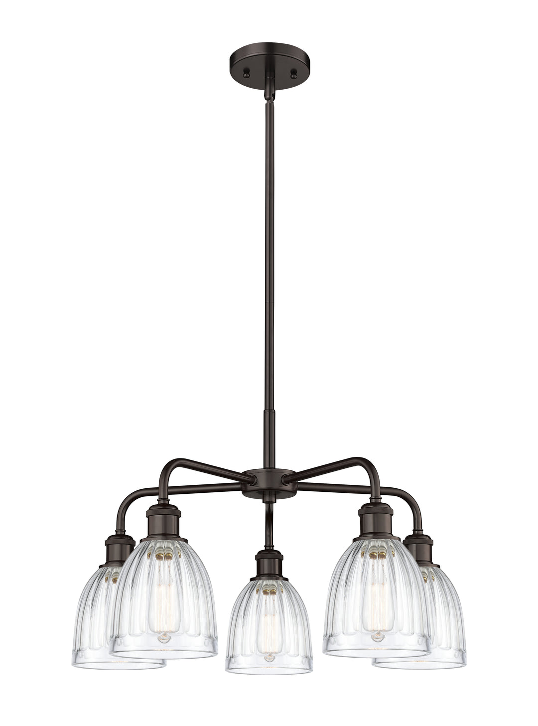 Innovations Lighting Brookfield 6" Chandelier Chandeliers Innovations Lighting Oil Rubbed Bronze Clear ; Glass Type: Transparent; Ribbed 