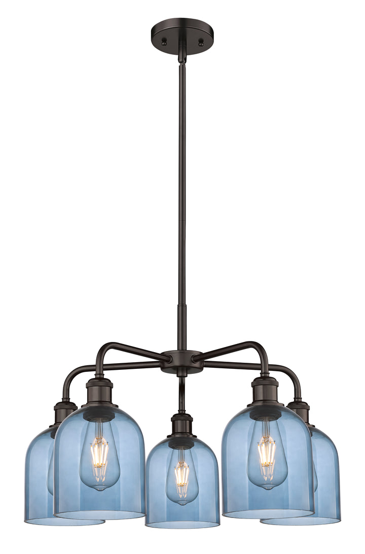 Innovations Lighting Bella 6" Chandelier Chandeliers Innovations Lighting Oil Rubbed Bronze Blue  ; Glass Type: Blue 