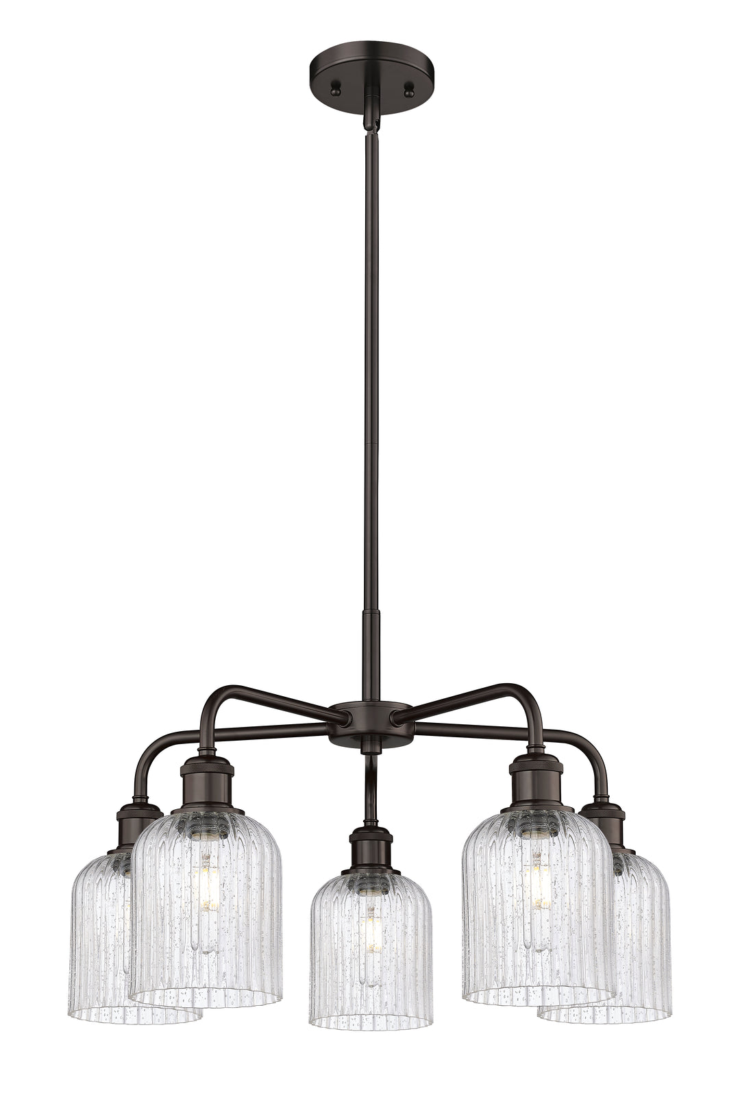 Innovations Lighting Bridal Veil 5" Chandelier Chandeliers Innovations Lighting Oil Rubbed Bronze Seedy ; Glass Type: Seedy; Ribbed 