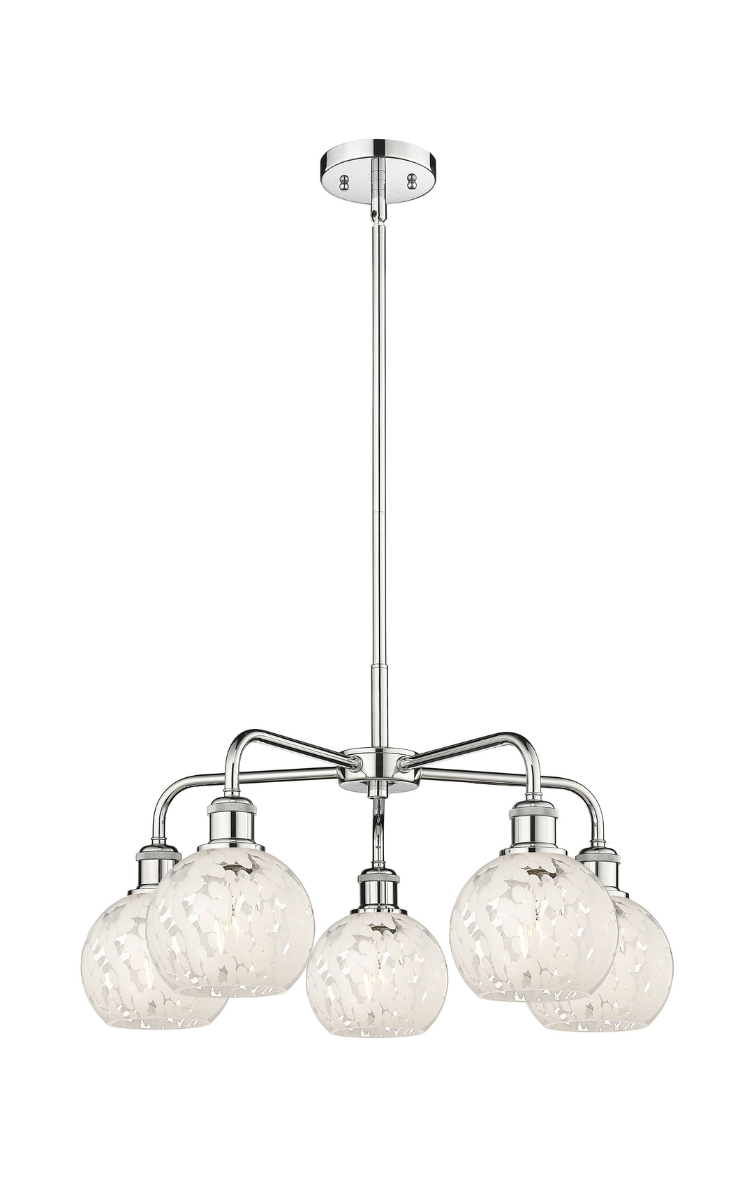 Innovations Lighting White Mouchette 6" Chandelier - Polished Chrome