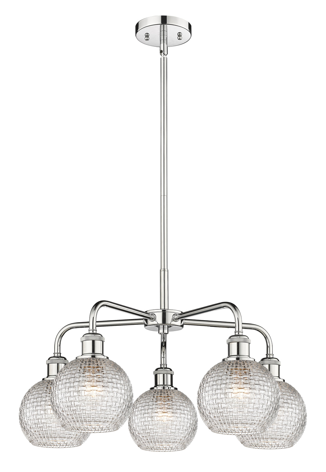 Innovations Lighting Athens 6" Chandelier Chandeliers Innovations Lighting Polished Chrome Clear Basket Weave ; Glass Type: Clear Basket Weave 