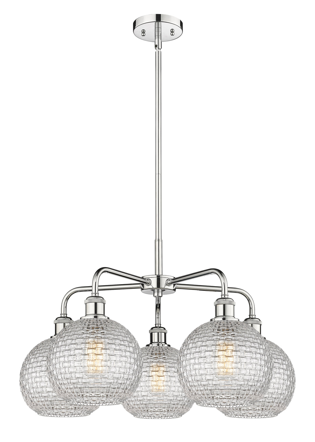 Innovations Lighting Athens 8" Chandelier Chandeliers Innovations Lighting Polished Chrome Clear Basket Weave ; Glass Type: Clear Basket Weave 