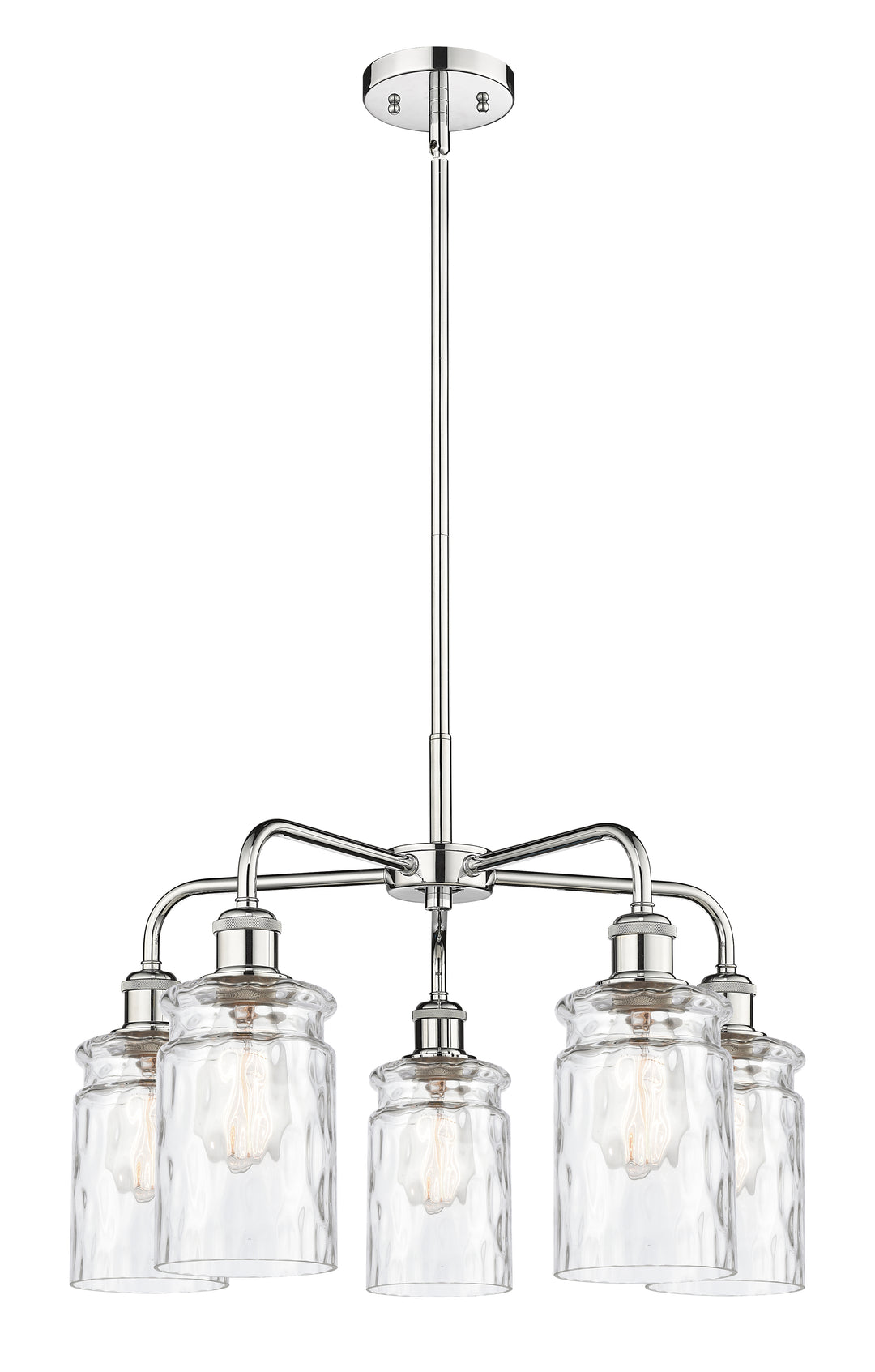 Innovations Lighting Candor 5" Chandelier Chandeliers Innovations Lighting Polished Chrome Clear Waterglass ; Glass Type: Frosted; Ribbed 