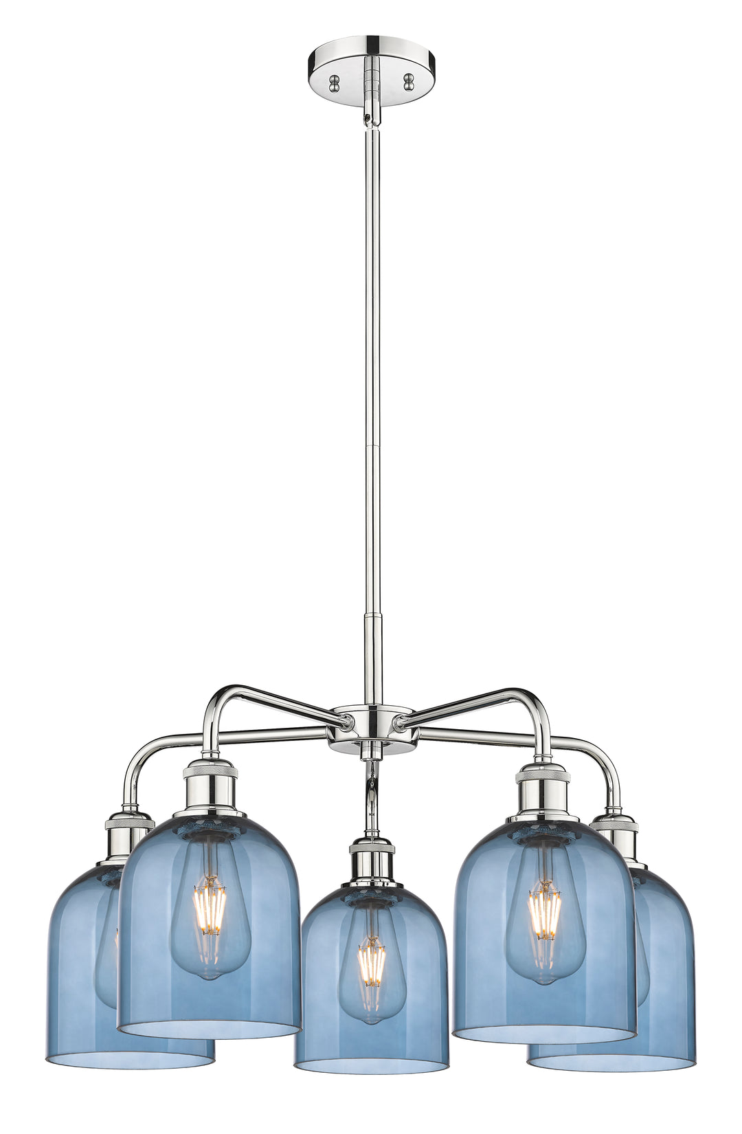 Innovations Lighting Bella 6" Chandelier Chandeliers Innovations Lighting Polished Chrome Blue  ; Glass Type: Blue 