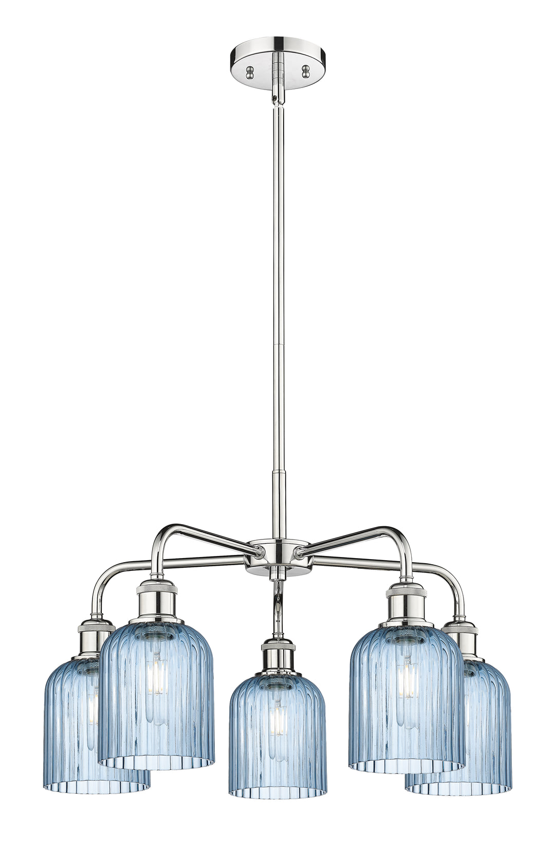 Innovations Lighting Bridal Veil 5" Chandelier Chandeliers Innovations Lighting Polished Chrome Princess Blue ; Glass Type: Princess Blue; Ribbed 