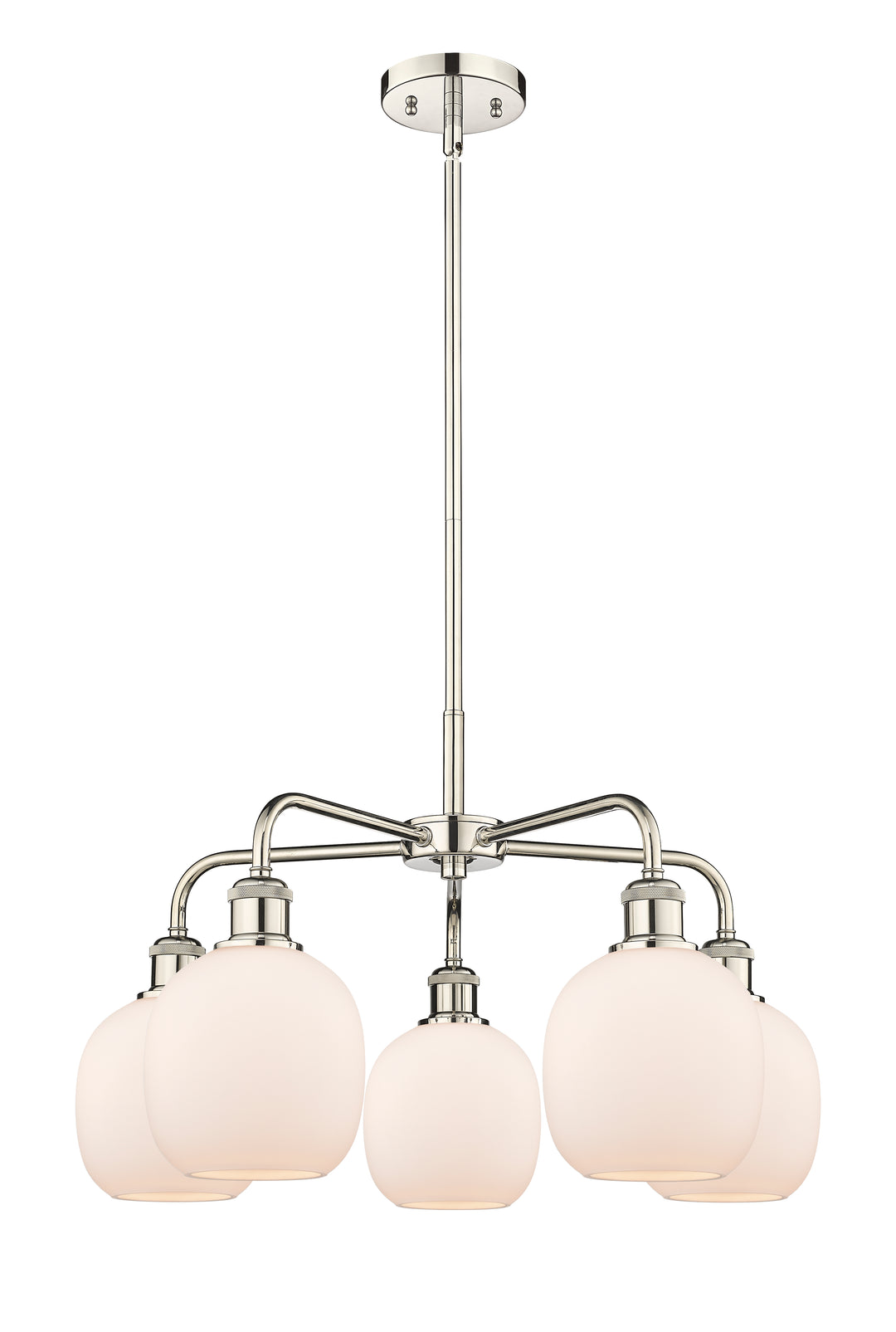 Innovations Lighting Belfast 6" Chandelier Chandeliers Innovations Lighting Polished Nickel Matte White ; Glass Type: White 