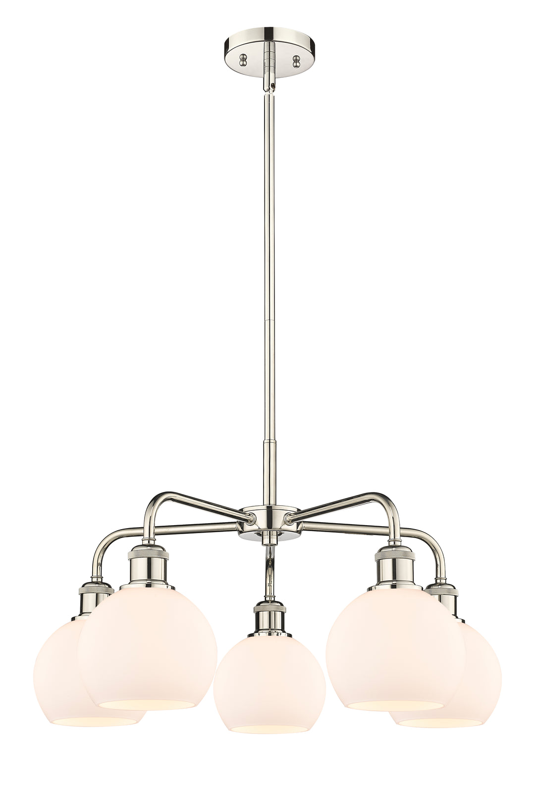 Innovations Lighting Athens 6" Chandelier Chandeliers Innovations Lighting Polished Nickel Matte White ; Glass Type: White 