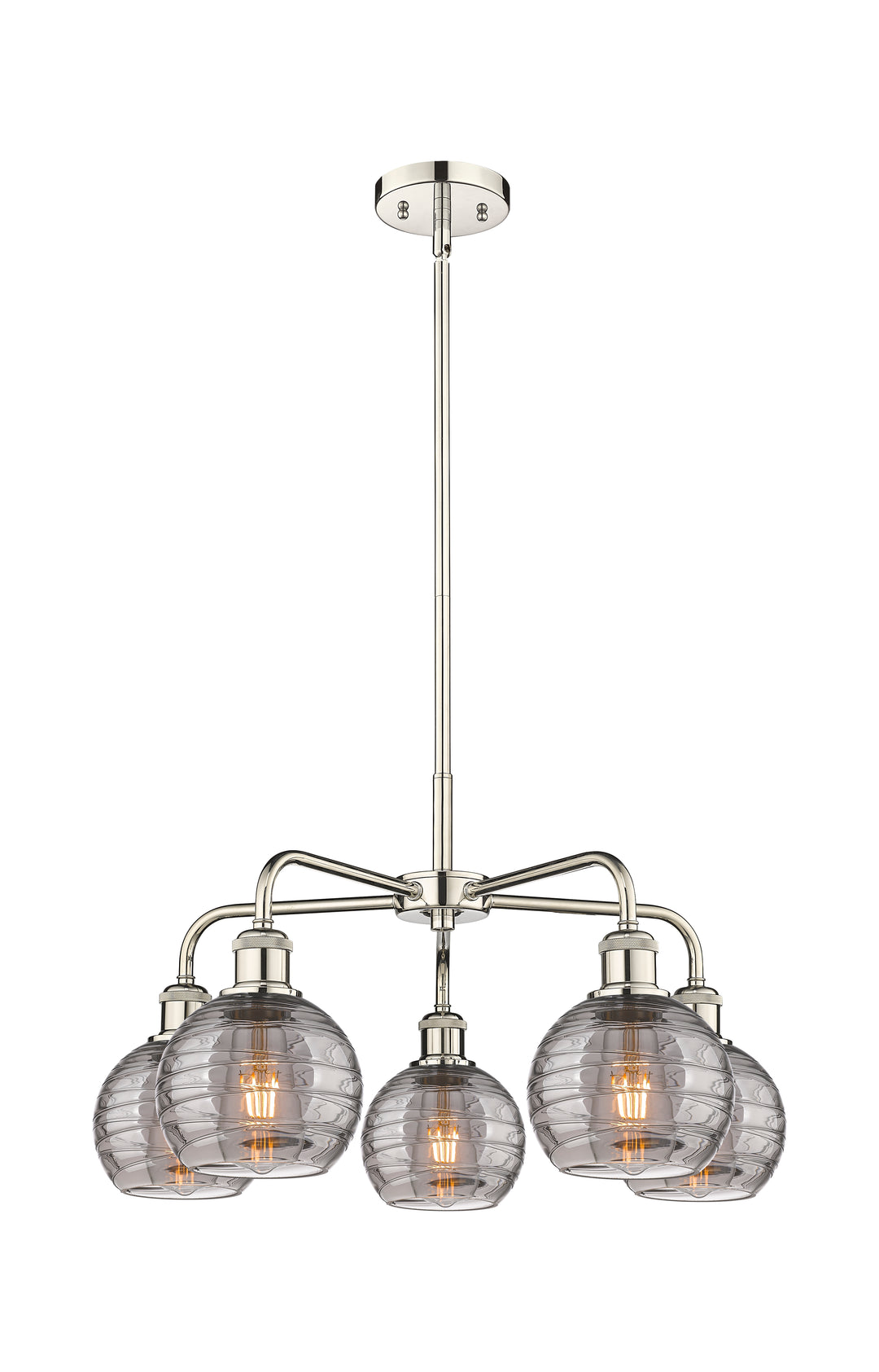 Innovations Lighting Athens Deco Swirl 6" Chandelier Chandeliers Innovations Lighting Polished Nickel Light Smoke Deco Swirl ; Glass Type: Smoked 