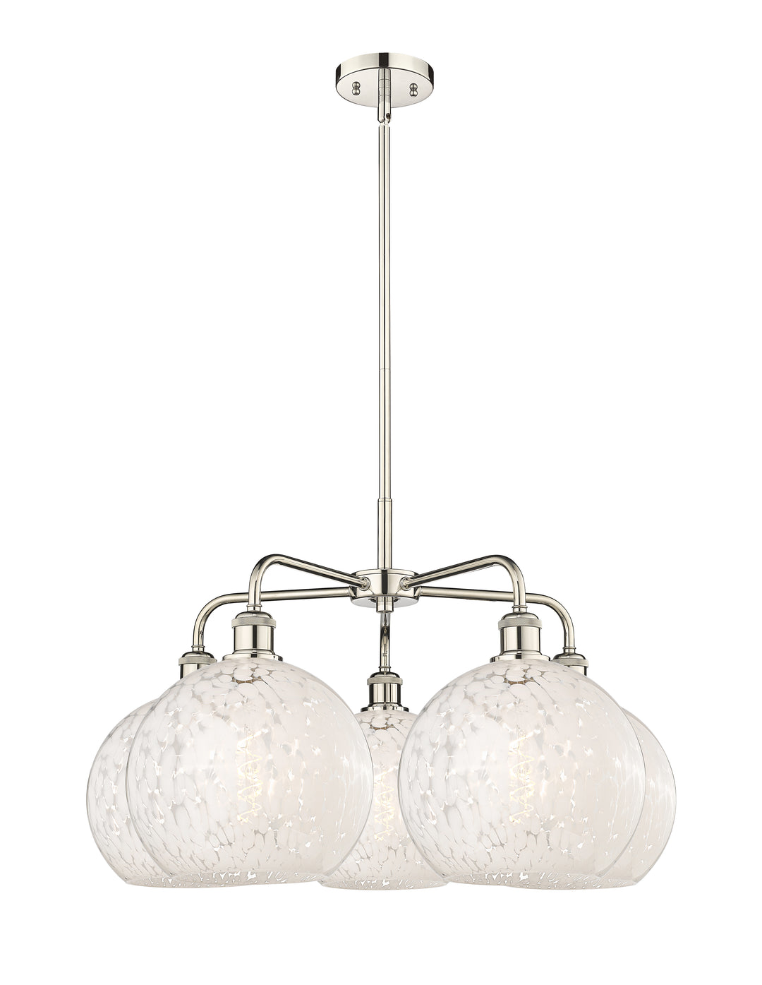 Innovations Lighting White Mouchette 10" Chandelier - Polished Nickel