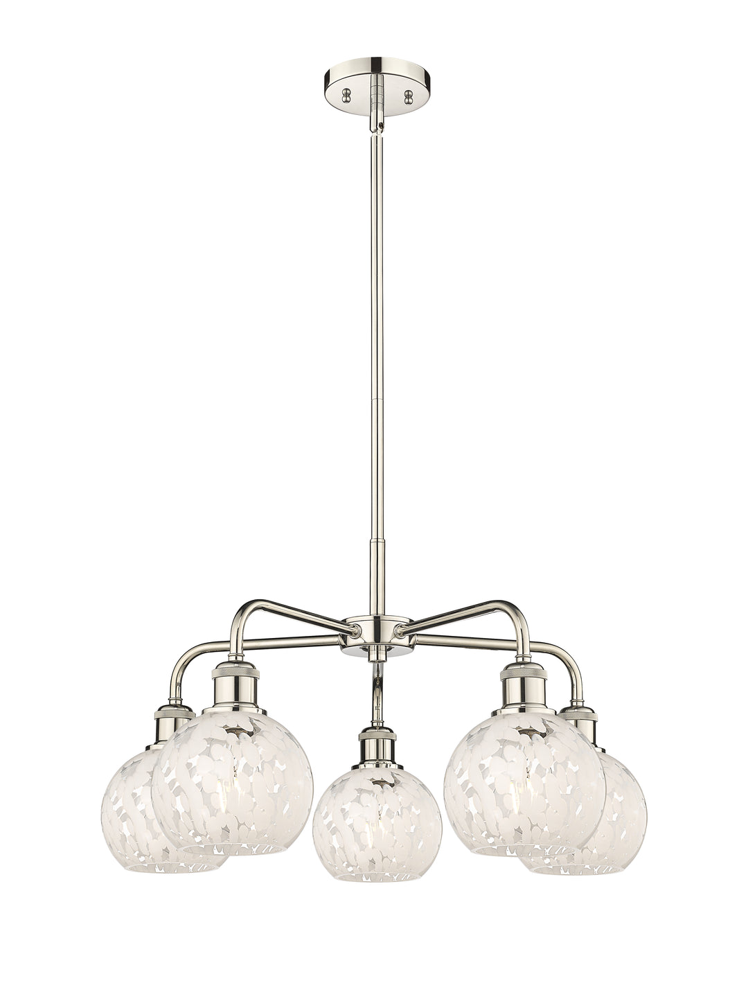 Innovations Lighting White Mouchette 6" Chandelier - Polished Nickel