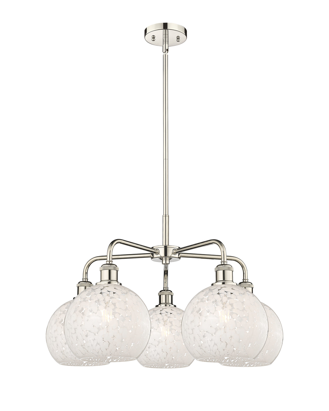 Innovations Lighting White Mouchette 8" Chandelier - Polished Nickel Chandeliers Innovations Lighting White Mouchette ; Glass Type: White  