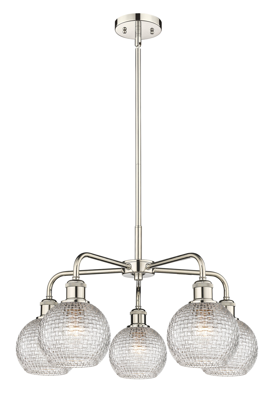 Innovations Lighting Athens 6" Chandelier Chandeliers Innovations Lighting Polished Nickel Clear Basket Weave ; Glass Type: Clear Basket Weave 