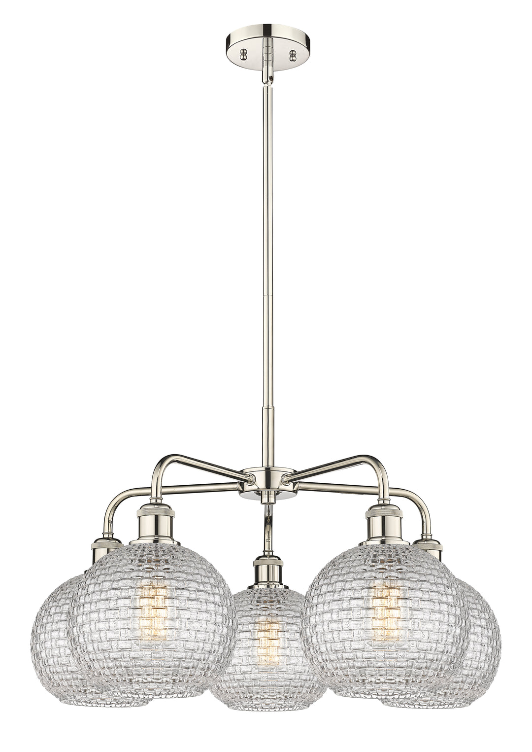 Innovations Lighting Athens 8" Chandelier Chandeliers Innovations Lighting Polished Nickel Clear Basket Weave ; Glass Type: Clear Basket Weave 