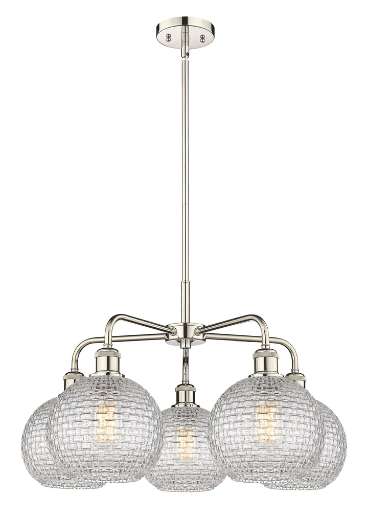 Innovations Lighting Athens 8" Chandelier Chandeliers Innovations Lighting Polished Nickel Clear Basket Weave ; Glass Type: Clear Basket Weave 