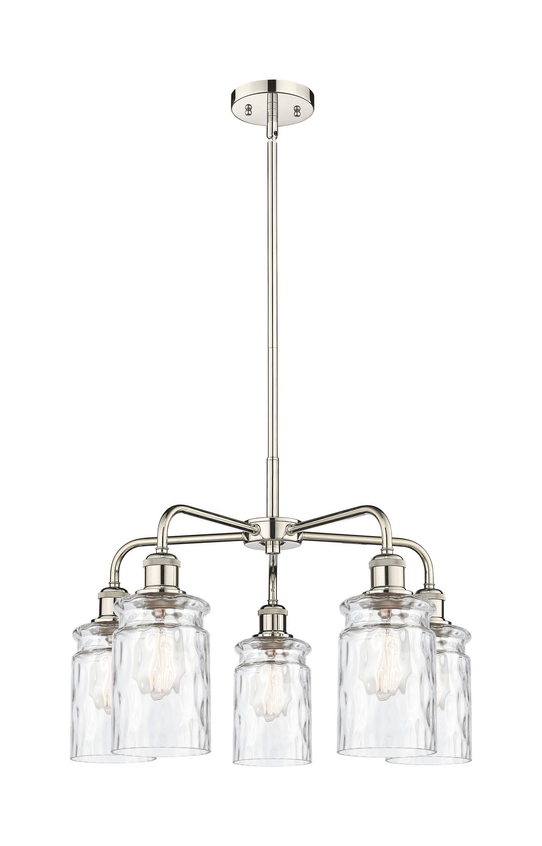 Innovations Lighting Candor 5" Chandelier Chandeliers Innovations Lighting Polished Nickel Clear Waterglass ; Glass Type: Frosted; Ribbed 