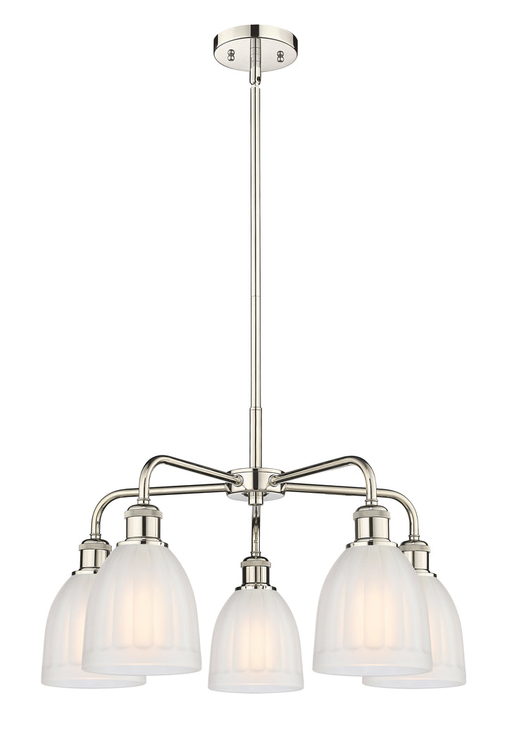 Innovations Lighting Brookfield 6" Chandelier Chandeliers Innovations Lighting Polished Nickel White ; Glass Type: Frosted; Ribbed 