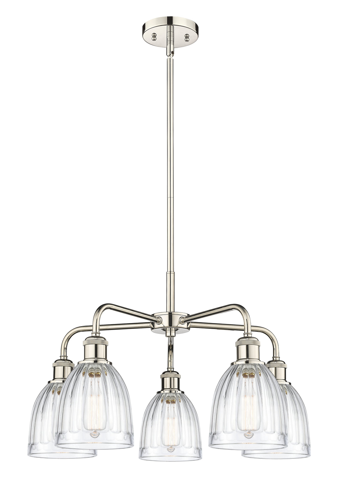 Innovations Lighting Brookfield 6" Chandelier Chandeliers Innovations Lighting Polished Nickel Clear ; Glass Type: Transparent; Ribbed 