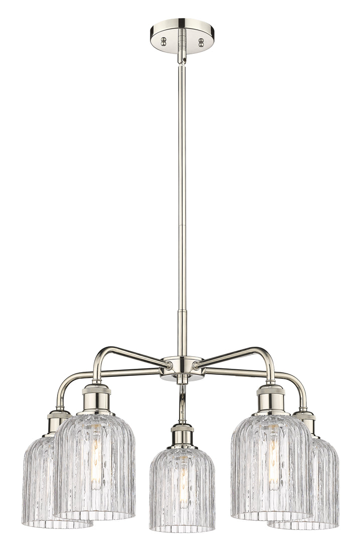 Innovations Lighting Bridal Veil 5" Chandelier Chandeliers Innovations Lighting Polished Nickel Clear ; Glass Type: Clear; Ribbed 