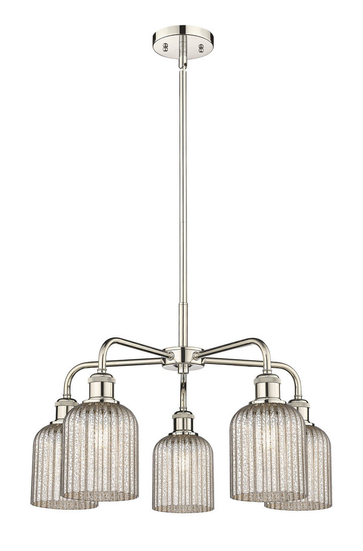 Innovations Lighting Bridal Veil 5" Chandelier Chandeliers Innovations Lighting Polished Nickel Mercury ; Glass Type: Mercury; Ribbed 