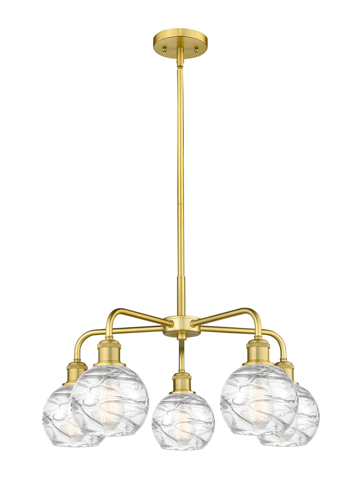 Innovations Lighting Athens Deco Swirl 6" Chandelier Chandeliers Innovations Lighting Satin Gold Clear Deco Swirl ; Glass Type: Clear 