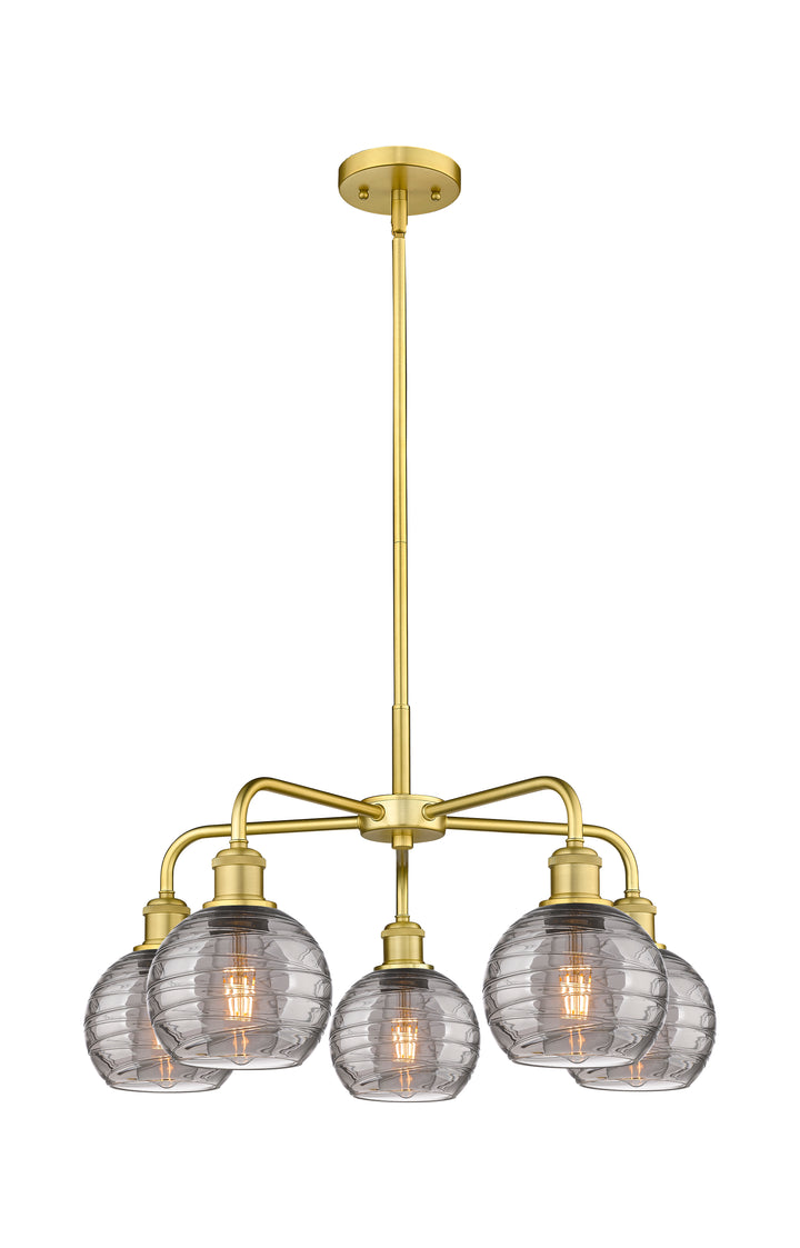 Innovations Lighting Athens Deco Swirl 6" Chandelier Chandeliers Innovations Lighting Satin Gold Light Smoke Deco Swirl ; Glass Type: Smoked 