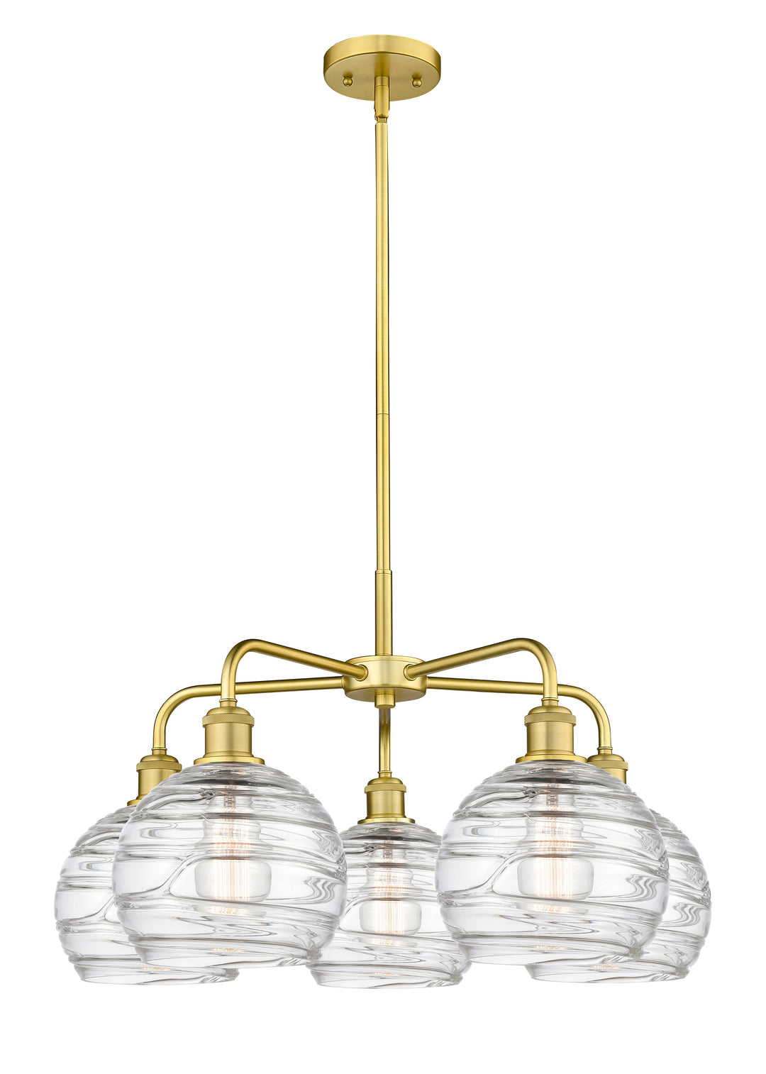 Innovations Lighting Athens Deco Swirl 8" Chandelier Chandeliers Innovations Lighting Satin Gold Clear Deco Swirl ; Glass Type: Cleat 