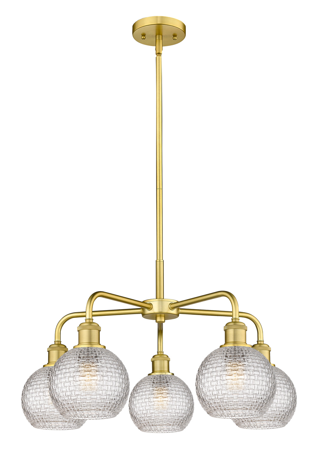 Innovations Lighting Athens 6" Chandelier Chandeliers Innovations Lighting Satin Gold Clear Basket Weave ; Glass Type: Clear Basket Weave 