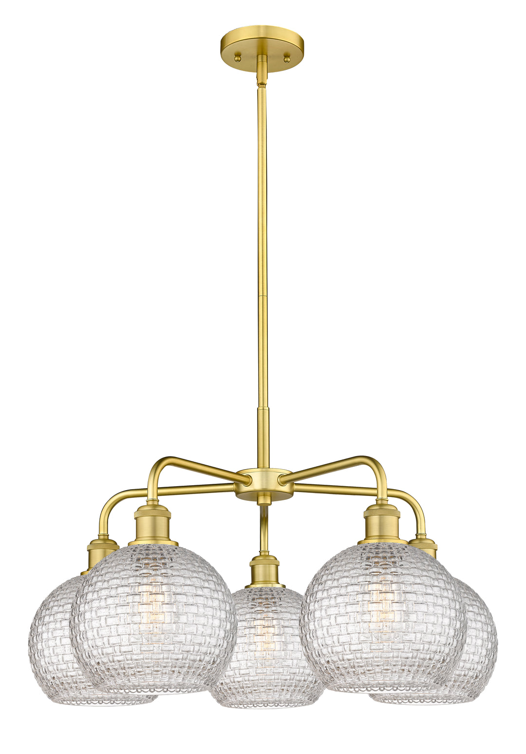 Innovations Lighting Athens 8" Chandelier Chandeliers Innovations Lighting Satin Gold Clear Basket Weave ; Glass Type: Clear Basket Weave 