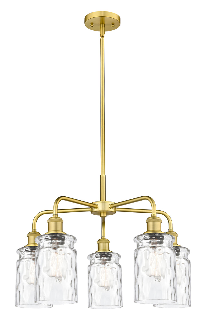 Innovations Lighting Candor 5" Chandelier Chandeliers Innovations Lighting Satin Gold Clear Waterglass ; Glass Type: Frosted; Ribbed 